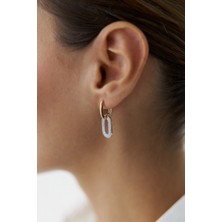 Yavuz Kuyumculuk 14 Ayar Altın Taşlı Sallantılı Halka Küpe