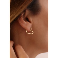 Yavuz Kuyumculuk 14 Ayar Altın Halka Kalp Küpe