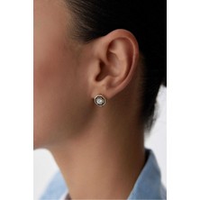 Yavuz Kuyumculuk 14 Ayar Altın Siyah Mineli Baget Küpe