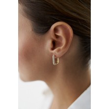 Yavuz Kuyumculuk 14 Ayar Altın Dikdörtgen Taşlı Küpe