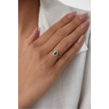 Yavuz Kuyumculuk 14 Ayar Altın Zümrüt Yüzük Klasik