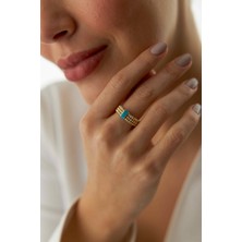 Yavuz Kuyumculuk 14 Ayar Altın Mavi Mineli Dorika Yüzük