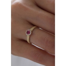 Yavuz Kuyumculuk 14 Ayar Altın Istiridye Yakut Yüzük