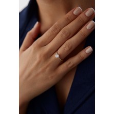 Yavuz Kuyumculuk 14 Ayar Altın Pırlanta Kesim Tektaş Taşlı Yüzük