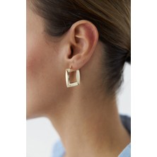 Yavuz Kuyumculuk 14 Ayar Altın Modern Kare Küpe