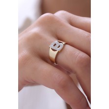 Yavuz Kuyumculuk 14 Ayar Altın Düz Model Taşlı Harf Yüzük