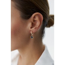 Yavuz Kuyumculuk 14 Ayar Altın Siyah Yonca Halka Küpe