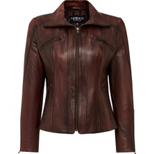 Derimod Janet Kadın Kahverengi Kısa Deri Ceket 25WGE5602NC