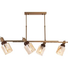 Avonni AV-1920-4Y-EX Eskitme Boya Modern Avize E27 Metal Ahşap H: 65 cm, WxD: 100x35 cm