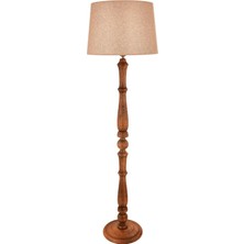 Avonni LM-9144-1E Ceviz Boya Lambader E27 Ahşap Kumaş H: 160 cm, Ø: 45 cm