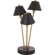 Avonni ML-9147-3BSY Eskitme/Siyah Boya/Kaplama Masa Lambası E27 Metal H: 45 cm, Ø: 25 cm