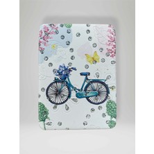 Mundy Işıltılı Bisiklet Temalı Çift Taraflı Cep Çanta Makyaj El Aynası 6cm x 9,5cm (Kod:34)