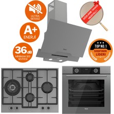 Ferre Fryart&silentart Gıba/ Sessiz Antrasit Gri Ankastre Set (D065-SA + XE63CPR  +ED078-WFA Wok)