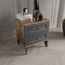 T&B Nil 2 Çekmeceli Komodin - Mdf Kapak