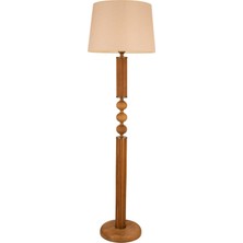 Avonni LM-9146-1E Ceviz Boya Lambader E27 Ahşap Kumaş H: 170 cm, Ø: 50 cm
