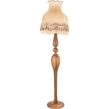 Avonni LM-9149-1E Ceviz Boya Lambader E27 Ahşap Kumaş H: 170 cm, Ø: 50 cm
