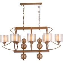 Avonni AV-35003-8E-YM Eskitme Kaplama Modern Avize E27 Metal Cam H: 100 cm, WxD: 100x55 cm