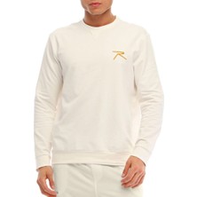 Raru Pamuklu Bisiklet Yaka Basic Sweatshirt Omnıs Ekru