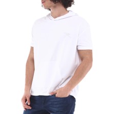 Raru Pamuklu Kapüşonlu Kısa Kollu Sweatshirt Oculus Beyaz