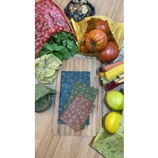 Çiçek Desenli Kumaş Tekrar Kullanılabilen Doğal Balmumlu (Balmumu) Gıda Saklama Bezi 3’lü