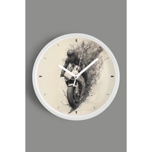 JHAAR Motorcu Modern Duvar Saati - 30CM - Önü Camlı Beyaz Kasa - Sessiz Mekanizma