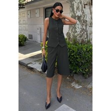 Ulak Handmader Midi Şortlu ve Yelekli Viscon Takım 10167