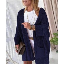 Ulak Handmader Oversize Kalıp Cepli Salaş Triko Hırka Laci