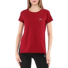 Raru Kadın %100 Pamuk Bisiklet Yaka T-Shirt Fumus Bordo