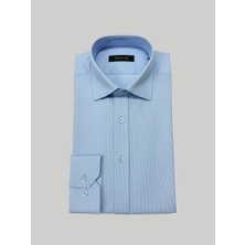 Hermose Açık Mavi Ince Çizgili Erkek Gömlek