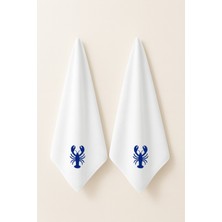 LIWOGY Istakoz Nakışlı Ikili Havlu El & Yüz & Saç Havlu Seti