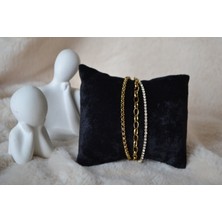 Tuel Çelik Zirkon Taşlı 3'lü Bileklik