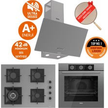 Ferre Fryart&silentart Lam / Sessiz Antrasit Gri Ankastre Set (D088-SA + QXE62CPR + SC408-WFA  Wok)