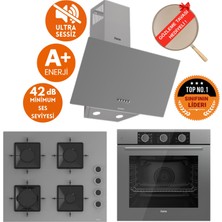 Ferre Fryart&silentart Gruy /sessiz Yeni Seri Antrasit Gri Ankastre Set (D088-SA + QXE62CPR +SS208)