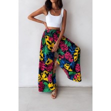 Ulak Handmader Kadın Yüksek Bel Lastikli Desenli Süprem Pantolon