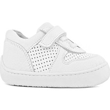 Rakerplus Bob Hakiki Deri Beyaz Barefoot Beyaz Tabanlı Cırtlı Bebek Sneaker Ayakkabı