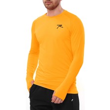 Raru Nefes Alabilir Oranj Baselayer T-Shirt Erkek Slim Fit Yuvarlak Yaka
