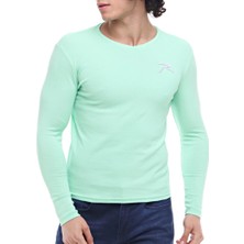 Raru Mint Renkli Baselayer Pamuk T-Shirt Uzun Kollu M Beden Erkek Kullanımı İçin Tasarlandı