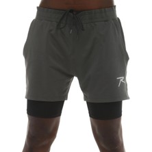 Raru Unisex Antrasit Şort Pan Ayarlanabilir Bel Kordonlu Slim Fit Diz Boyu İki Cepli