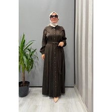 Clande Cupra Ipek Elbise Kahve 5012