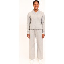 For You Moda 3 Iplik Şardonlu Kapişonlu Kadın Eşofman Takımı | Gri