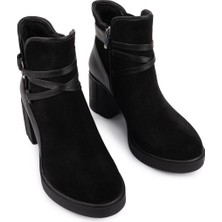 Emel Ayakkabı  Hakiki Deri Modern Rahat Süet Bot Siyah Süet 152135