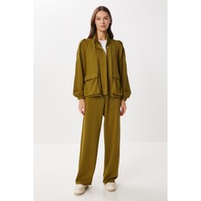 Happiness İstanbul Kapaklı Cepli Modal Alt-Üst Takım LBY0025 Zeytin Yeşili