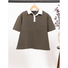 For You Man Oversize Polo Yaka Sprey Wash T-Shirt – Haki | Boxy Fit Erkek Tişört