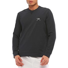 Raru Pamuklu Bisiklet Yaka Basic Sweatshirt Porta Lacivert