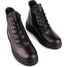 Emel Ayakkabı Modern Sade Yumuşak Ortopedik Taban Bot Siyah 3522