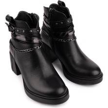 Emel Ayakkabı Hakiki Deri Modern Rahat Termo Taban Bot Siyah 15290