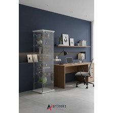 Artinoks Home 7 RAFLI KİLİTLİ CAM VİTRİN BEYAZ (Gümüşlük, Büfe, Koleksiyon, Sunu, Sergi, Kitaplık)