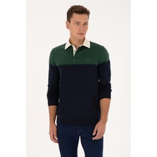 U.S. Polo Assn. Erkek Regular Fit Polo Yaka Koyu Yeşil Sweatshirt 50316428-VR079