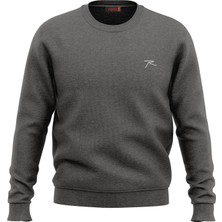 Raru x Thku Pamuklu Bisiklet Yaka Unisex Basic Sweatshirt Audax Antrasit Melanj
