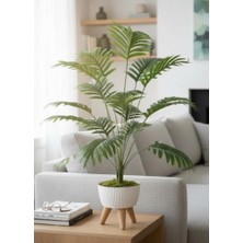 Nettenevime Yapay Çiçek Salon Bitkisi Areka 80CM 18 Yaprak Beyaz Zigon Saksıda